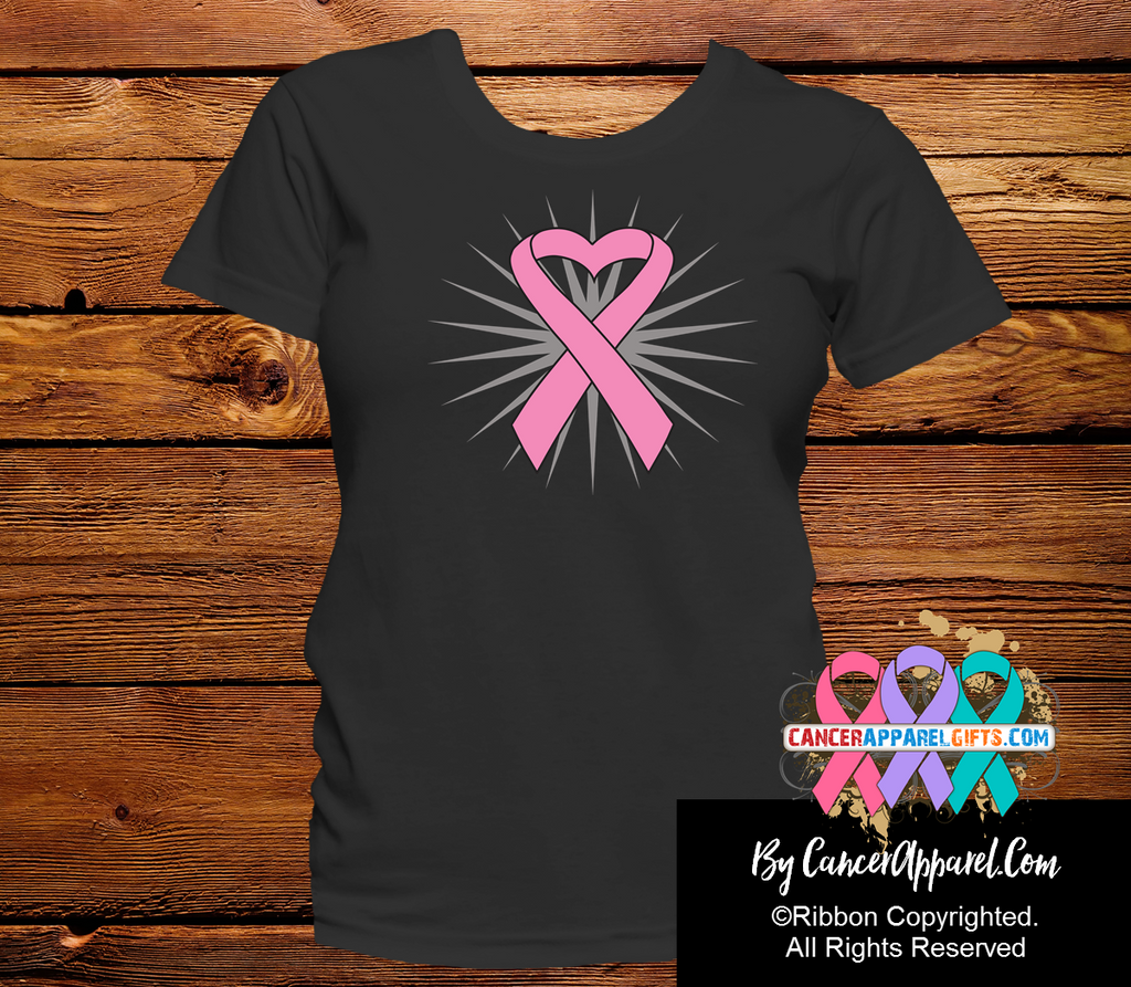 Breast Cancer Awareness Heart Ribbon Shirts