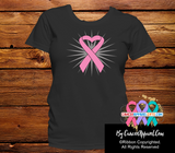 Breast Cancer Awareness Heart Ribbon Shirts - Cancer Apparel and Gifts