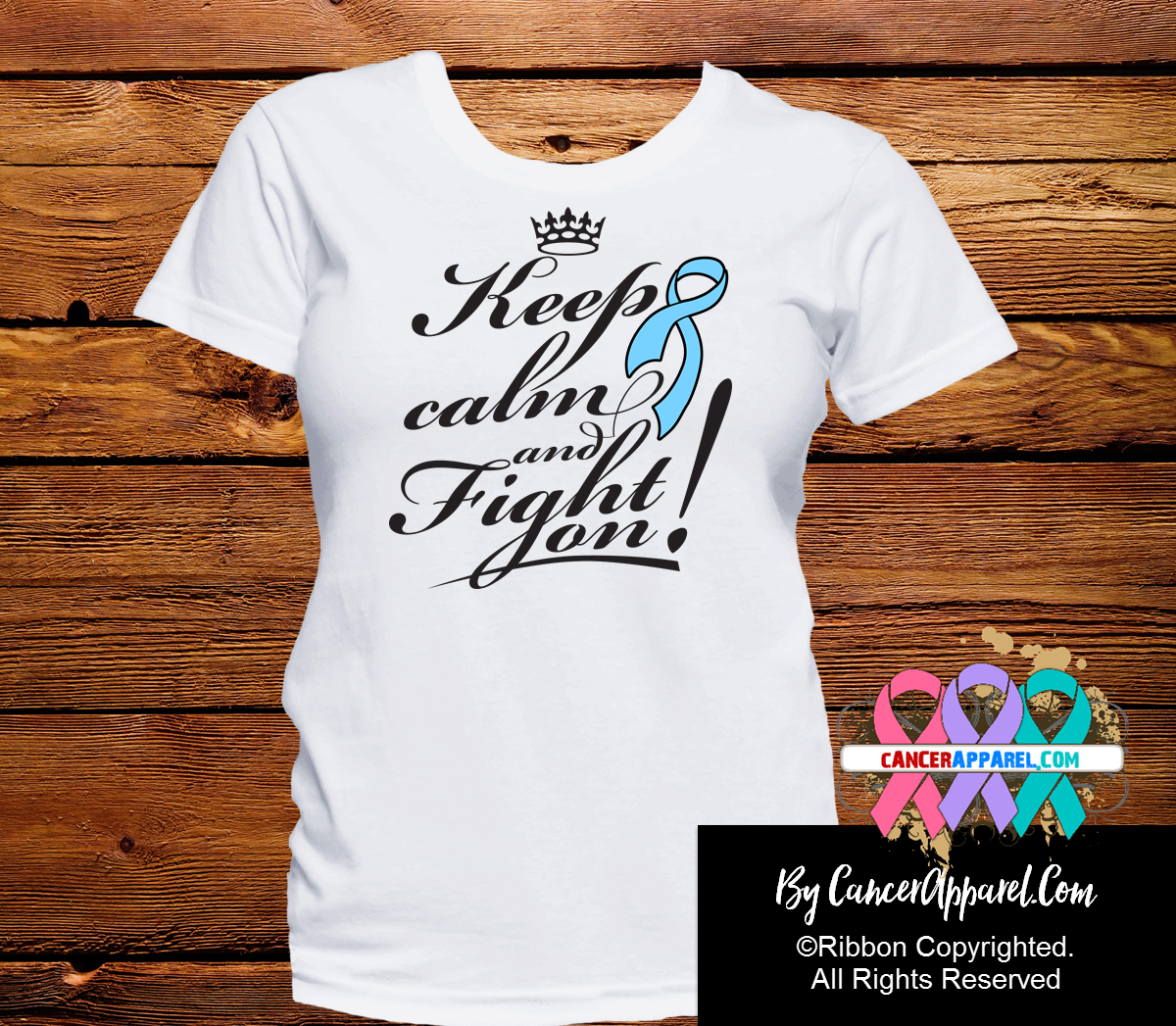 Prostate Cancer Keep Calm and Fight On Shirts - Cancer Apparel and Gifts