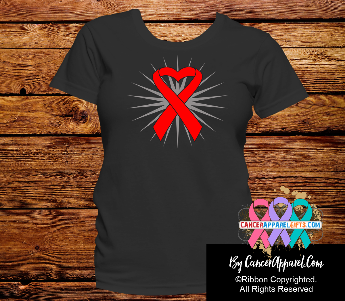 Blood Cancer Awareness Heart Ribbon Shirts - Cancer Apparel and Gifts