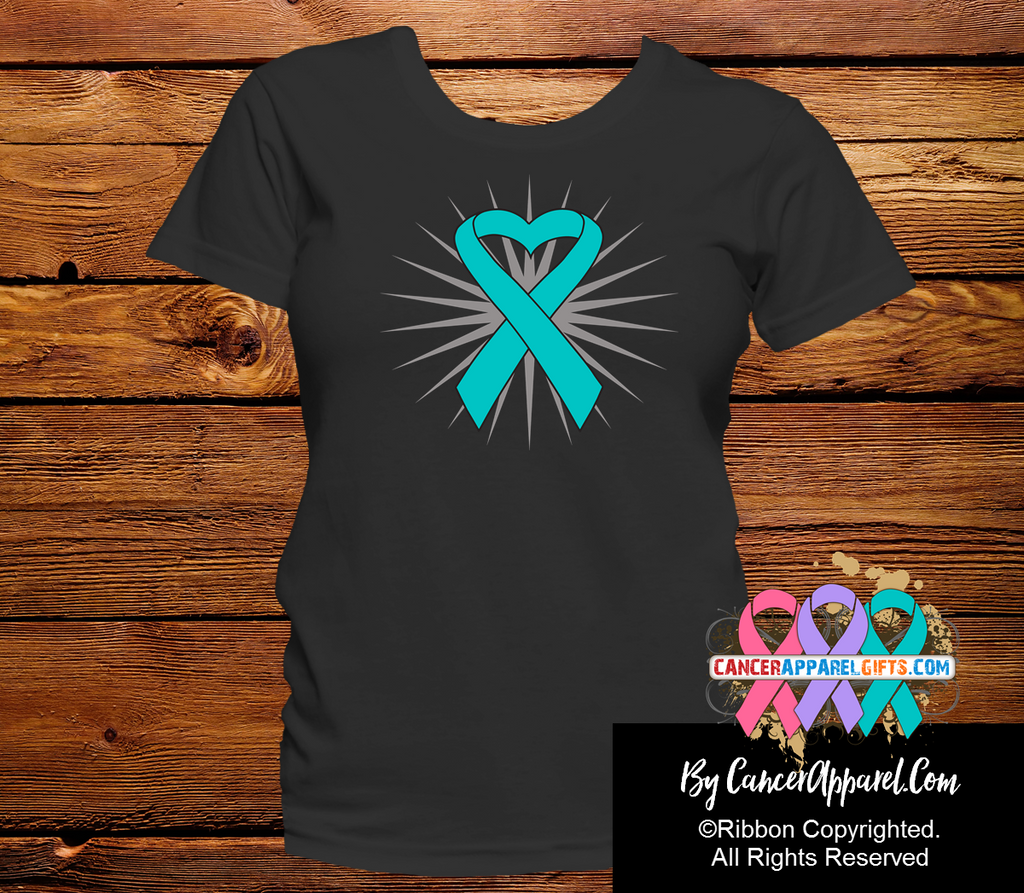 Ovarian Cancer Heart Ribbon Shirts
