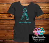 Ovarian Ribbon Faith Courage Hope Shirts - Cancer Apparel and Gifts