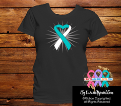 Cervical Cancer Awareness Heart Ribbon Shirts - Cancer Apparel and Gifts