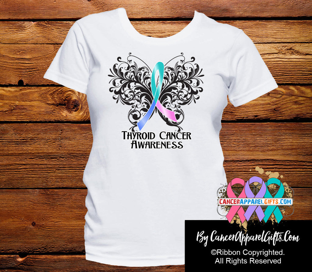 Thyroid Cancer Butterfly Ribbon Shirts