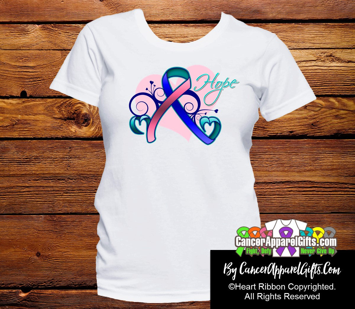 Thyroid Cancer Heart of Hope Ribbon Shirts