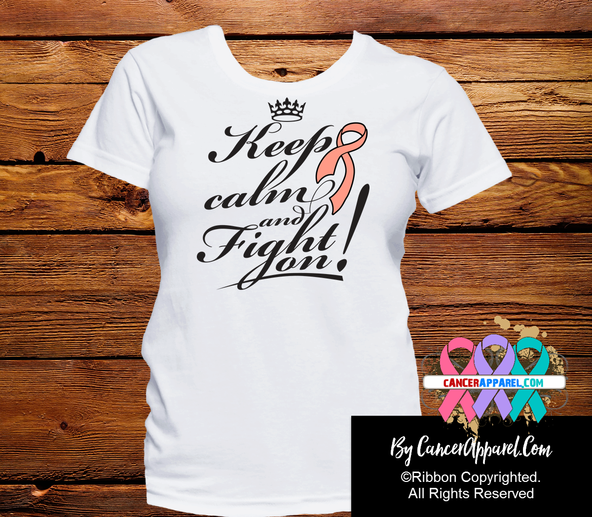 Uterine Cancer Keep Calm and Fight On Shirts