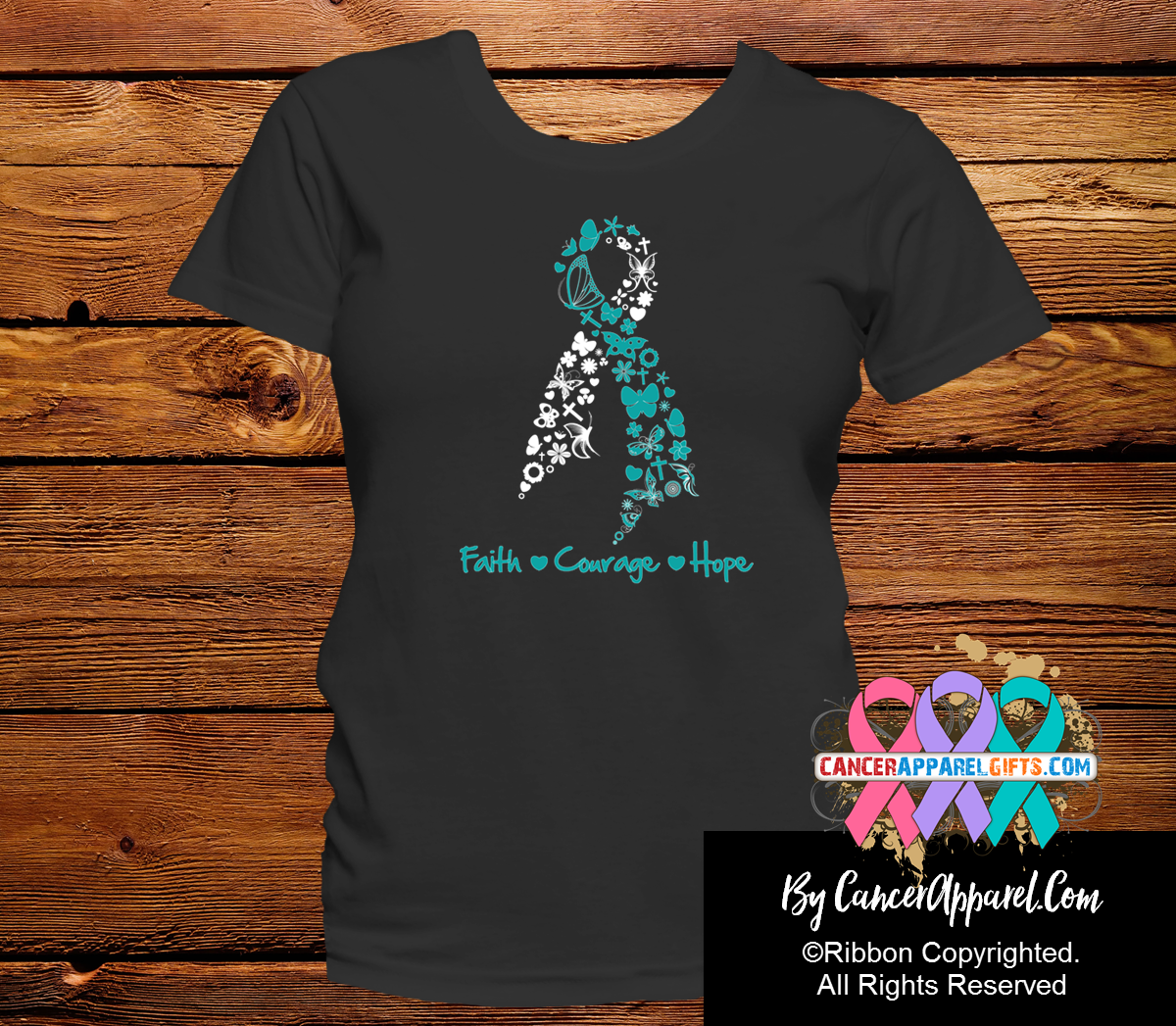 Cervical Cancer Faith Courage Hope Shirts - Cancer Apparel and Gifts